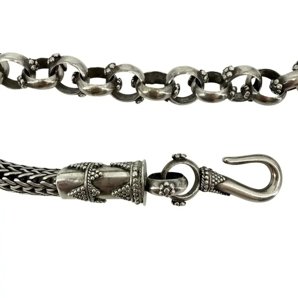 John Hardy Vintage Wheat Sterling Silver Chain Belt Necklace 34” Collectors Item